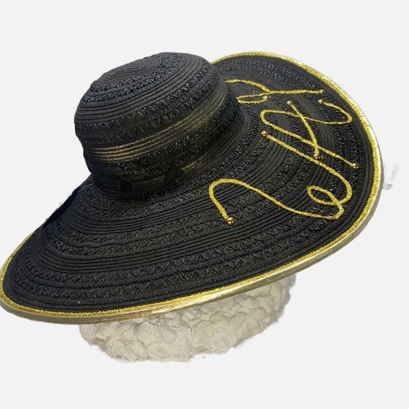 Black Wide Brim WAP Embellished Sun Hat Excellent Condition main image 11